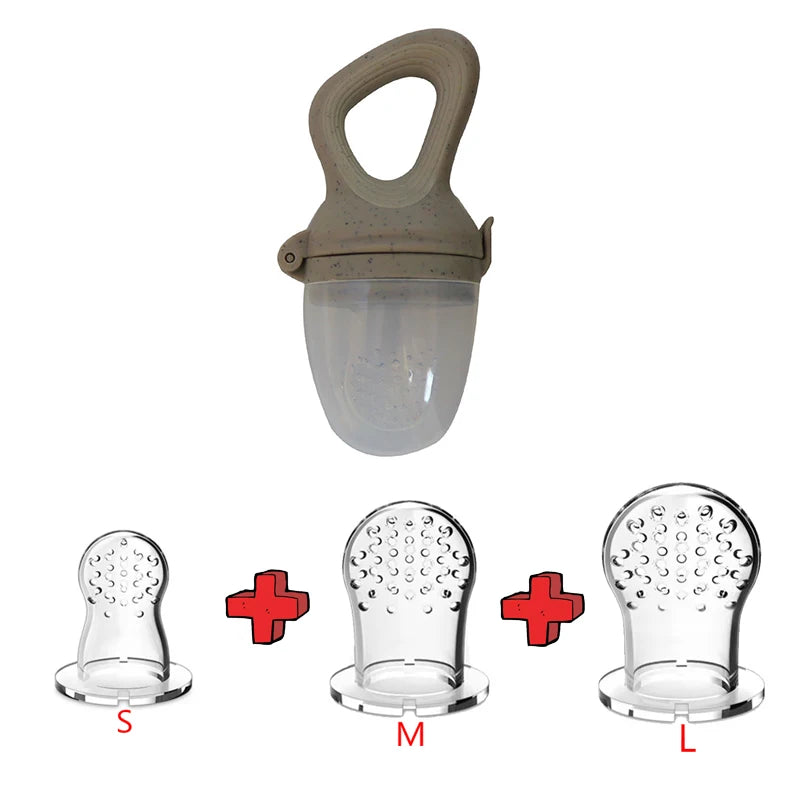 Grignoteur Bébé Silicone 5 en 1 – Filet d’Alimentation, Tétine Fruits et Légumes, Anneau de Dentition