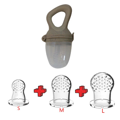 Grignoteur Bébé Silicone 5 en 1 – Filet d’Alimentation, Tétine Fruits et Légumes, Anneau de Dentition