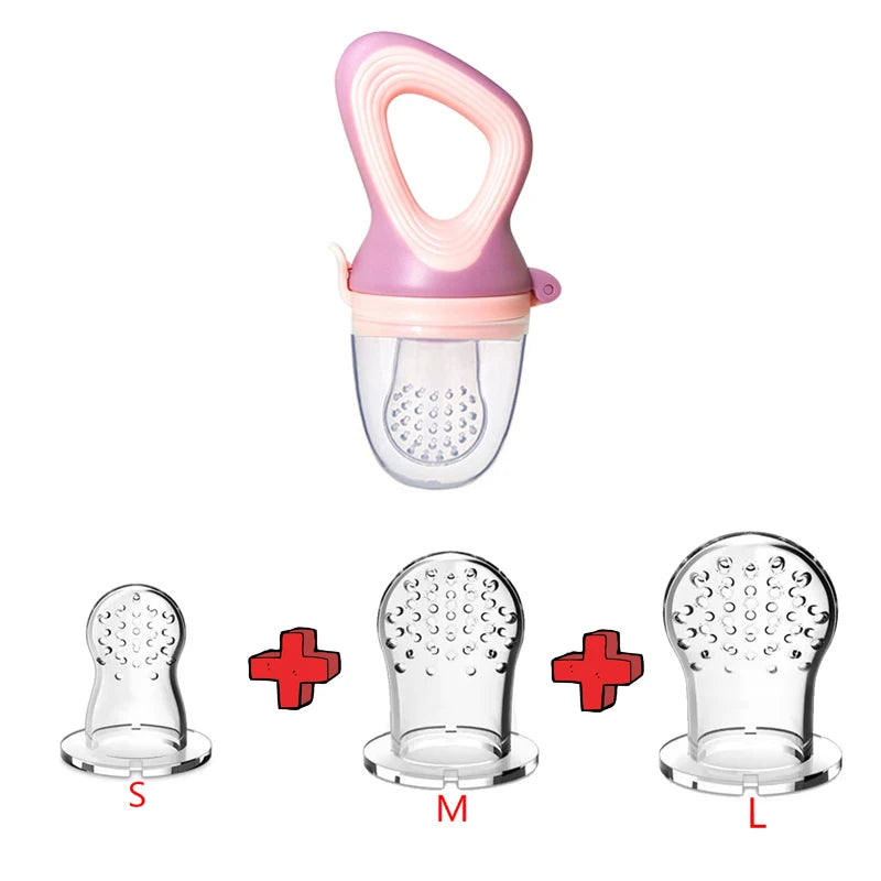 Grignoteur Bébé Silicone 5 en 1 – Filet d’Alimentation, Tétine Fruits et Légumes, Anneau de Dentition