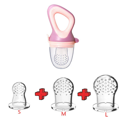 Grignoteur Bébé Silicone 5 en 1 – Filet d’Alimentation, Tétine Fruits et Légumes, Anneau de Dentition