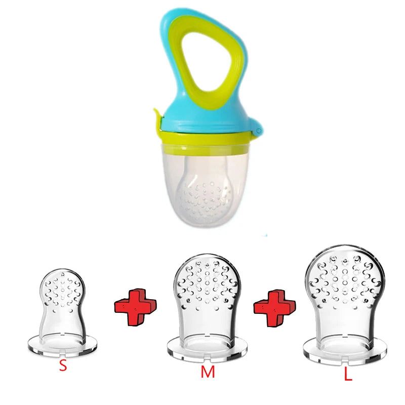 Grignoteur Bébé Silicone 5 en 1 – Filet d’Alimentation, Tétine Fruits et Légumes, Anneau de Dentition