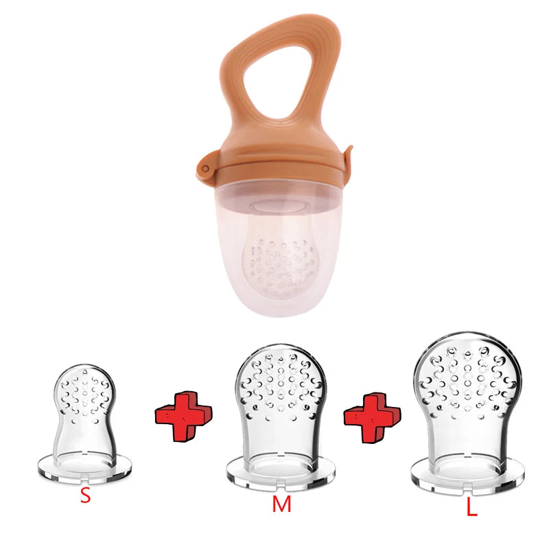 Grignoteur Bébé Silicone 5 en 1 – Filet d’Alimentation, Tétine Fruits et Légumes, Anneau de Dentition