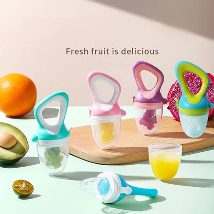 Grignoteur Bébé Silicone 5 en 1 – Filet d’Alimentation, Tétine Fruits et Légumes, Anneau de Dentition